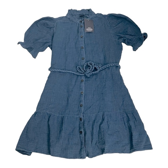 New Gap Crinkle Gauze Denim Mini Dress Size Small - Picture 2 of 5